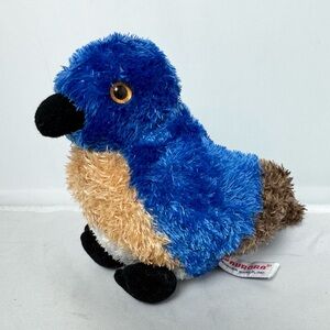 Aurora Realistic Bluebird Soft Plush Blue and Brown Bird Lover Toy Floppy Feet